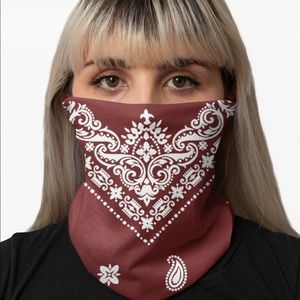 Maroon Paisley Bandana Rag Face Wrap Neck Gaiter